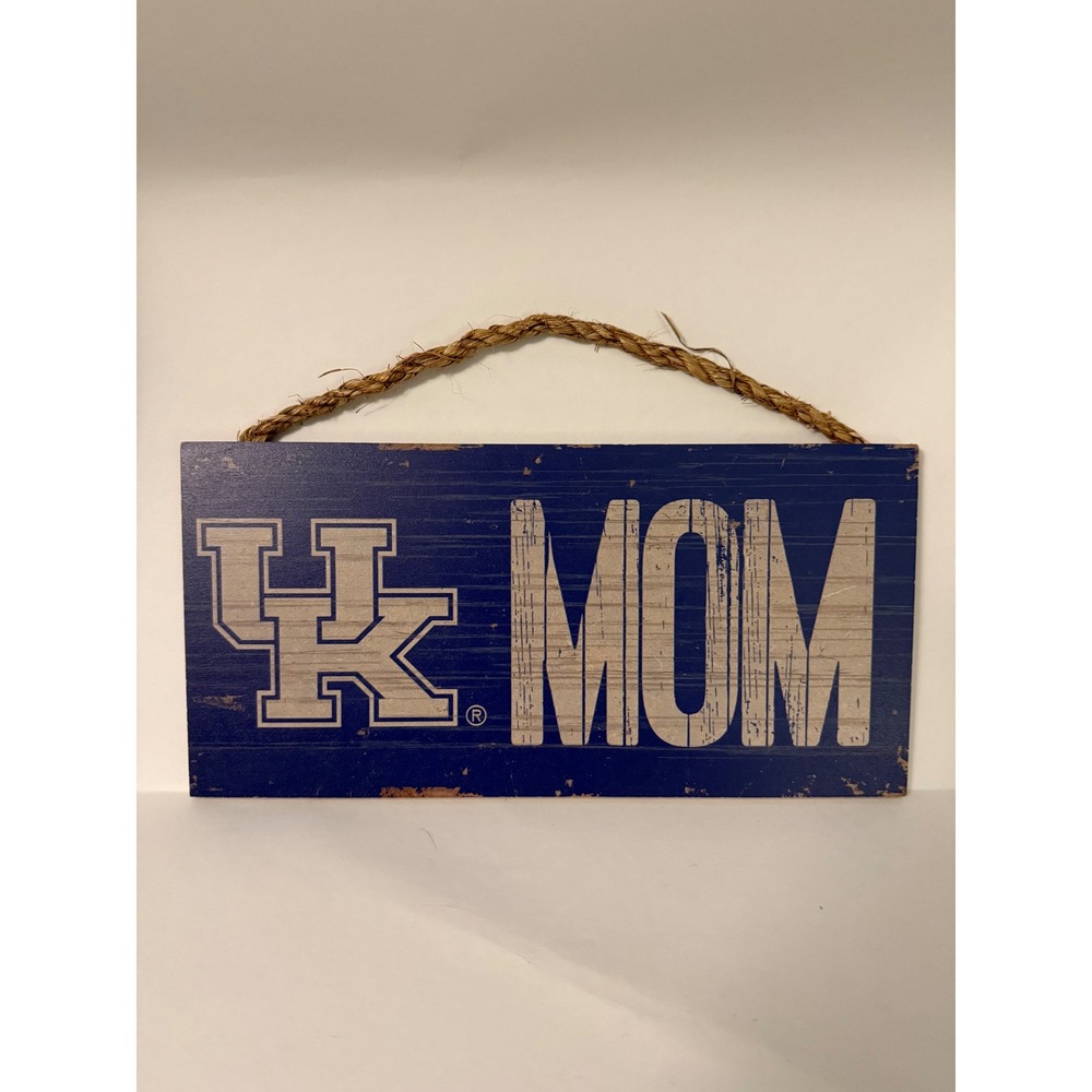 Kentucky Wildcats Mom Wooden Wall Sign Distressed Blue UK NCAA Decor 12x5.5